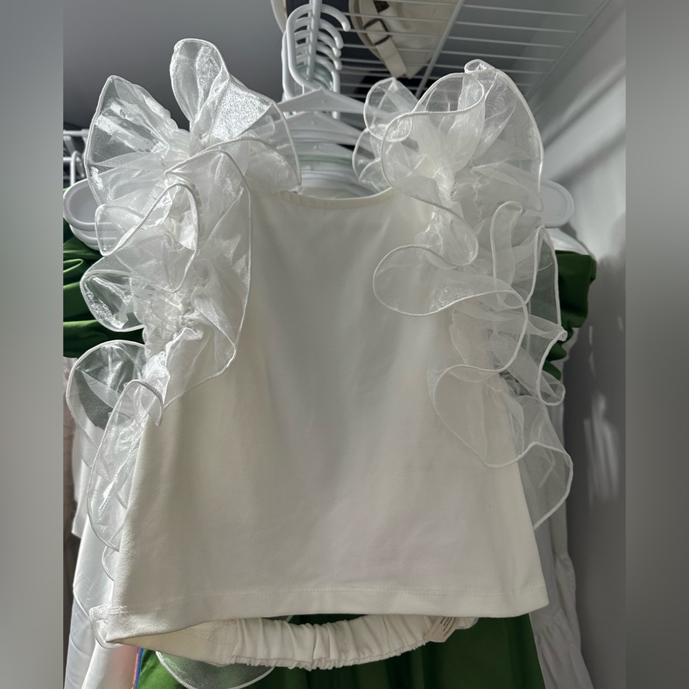 Free People White Backless Frill Top